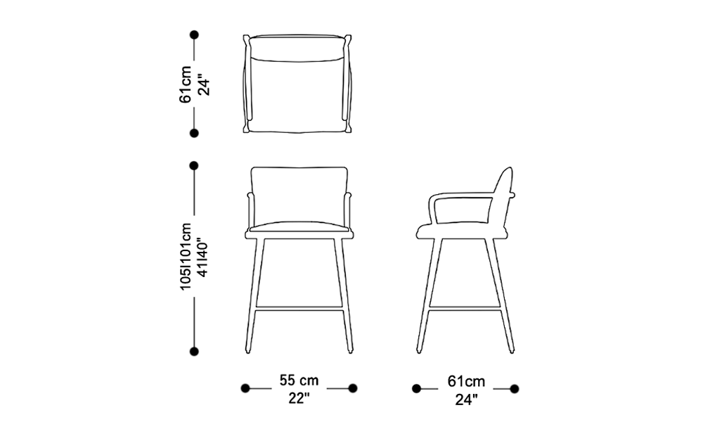 Image of the main dimensions of the product